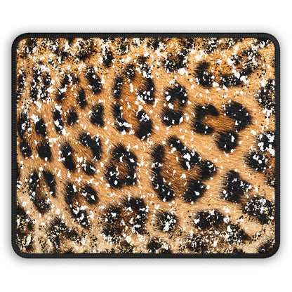 Golden Leopard Luxe Mouse Pad – 9x7 Neoprene Desk Mat with Glitter and Animal Print Design
