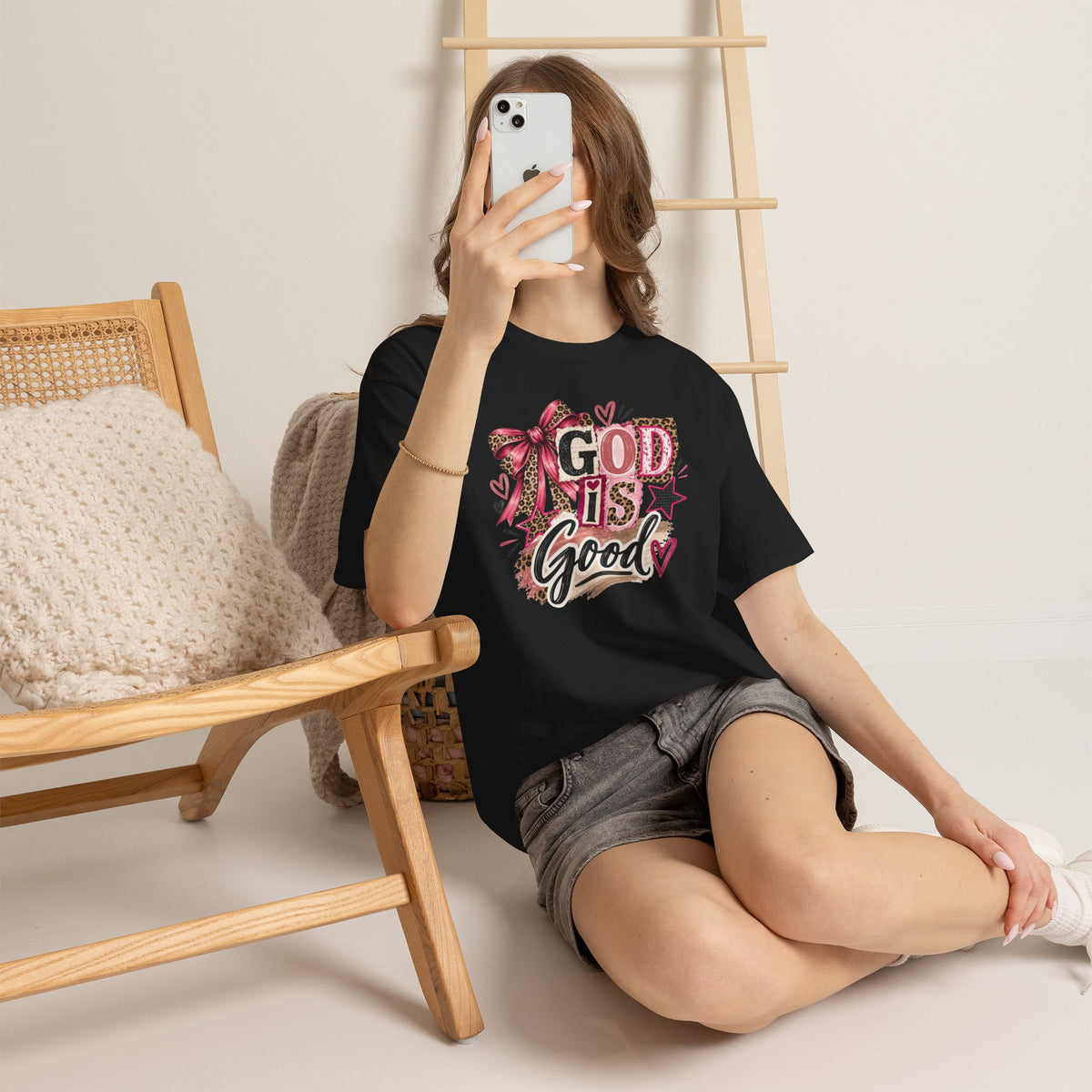 God Is Good Leopard Bow Christian T-Shirt