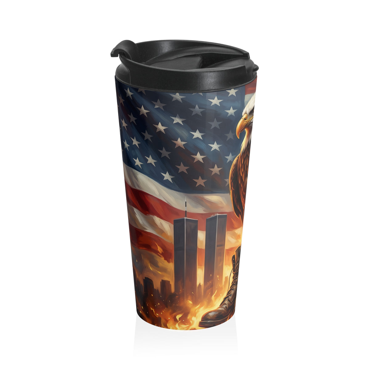 Never Forget 9/11 Patriotic Stainless Steel Travel Mug