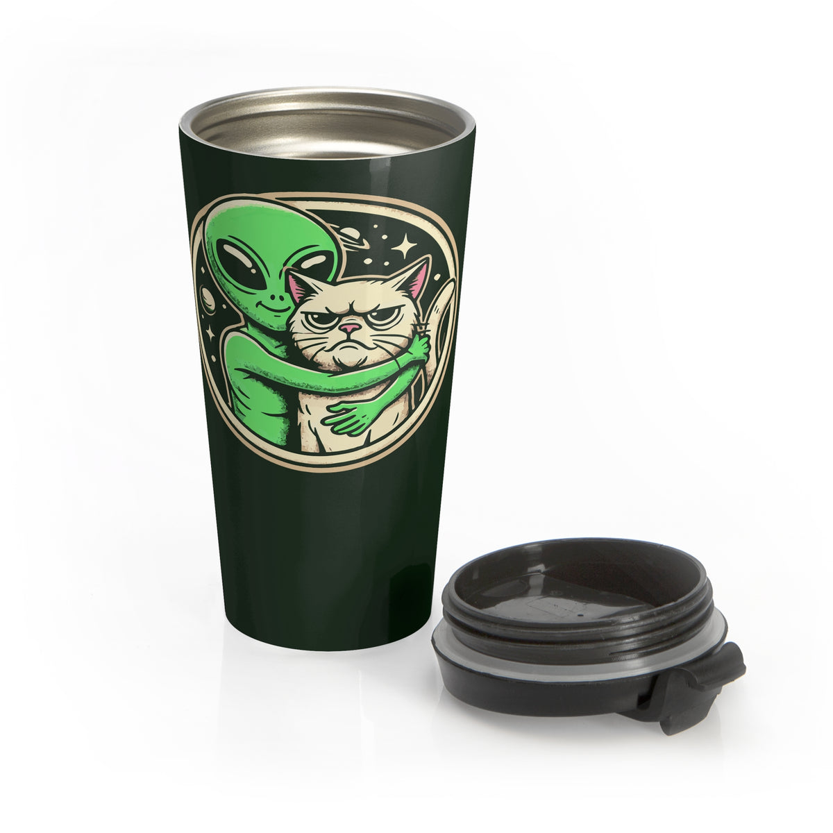 Alien Cat Abduction Stainless Steel Travel Mug