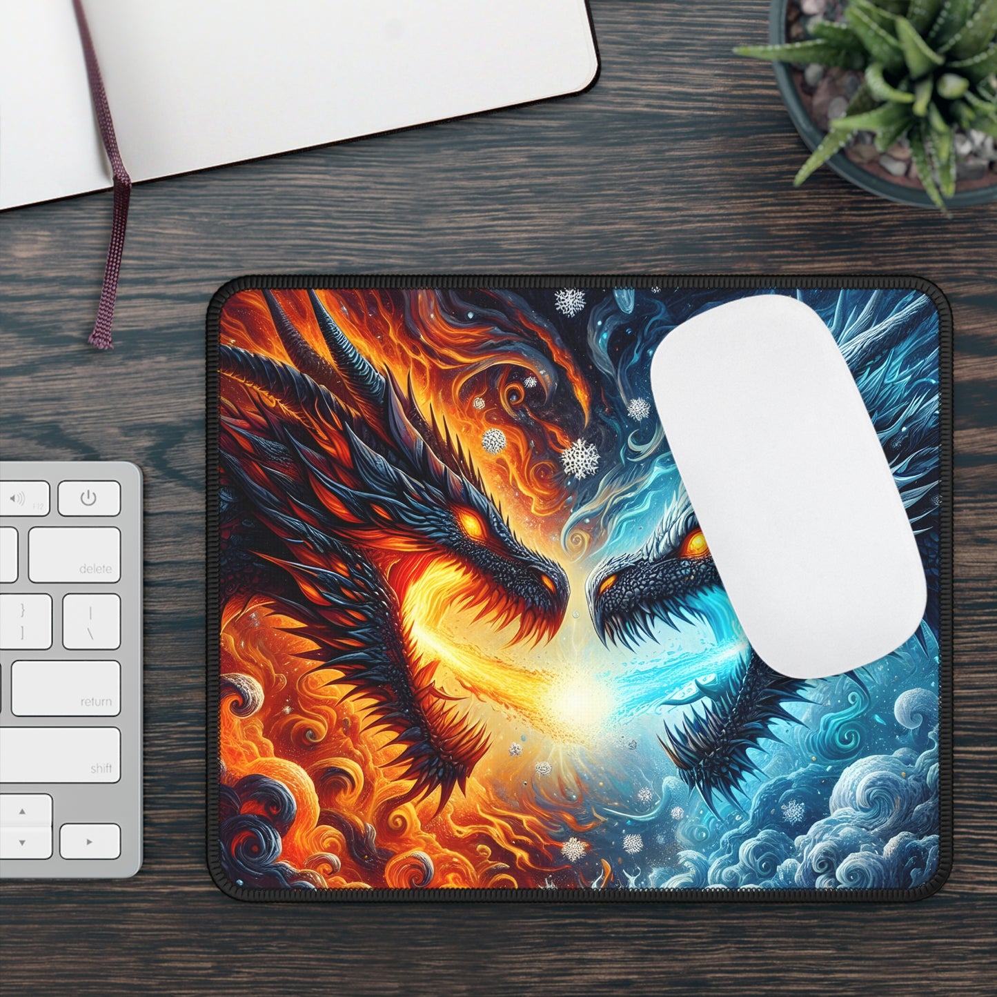 Fire & Ice Dragons Mouse Pad
