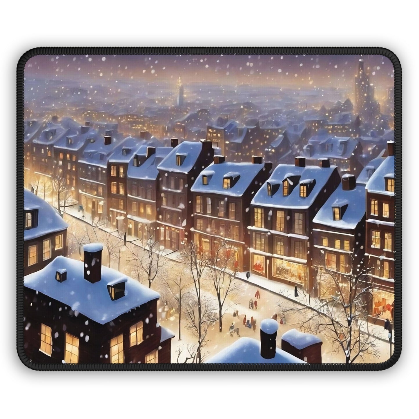 Snowy Winter Village Mouse Pad