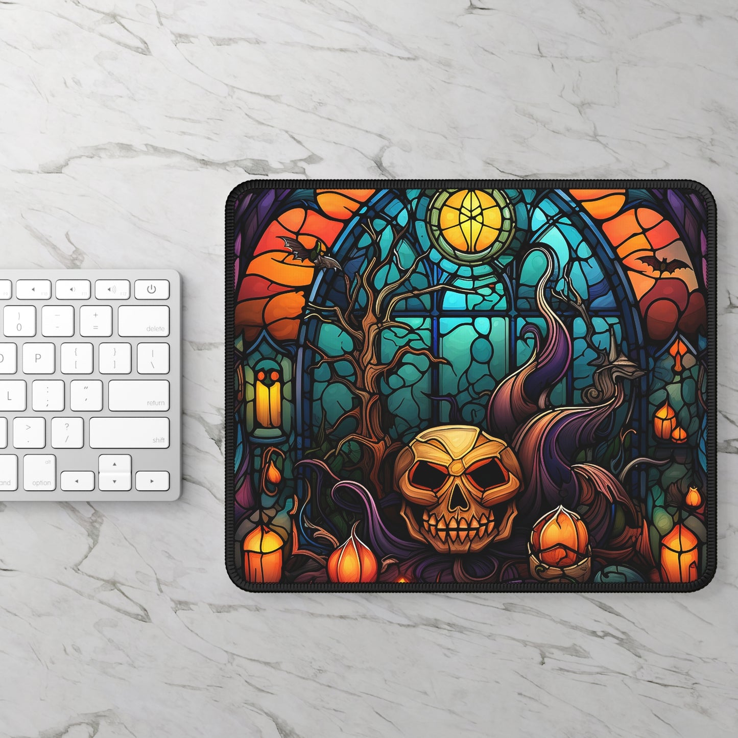 Gothic Stained Glass Skull Mouse Pad