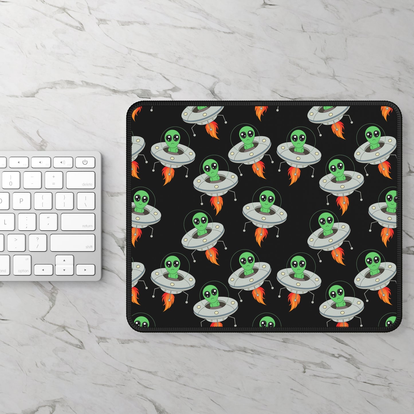 Cute UFO Alien Invasion Mouse Pad
