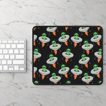 Cute UFO Alien Invasion Mouse Pad