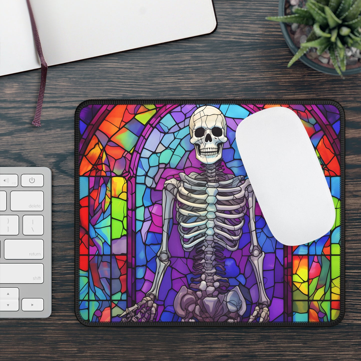 Stained Glass Skeleton Mouse Pad