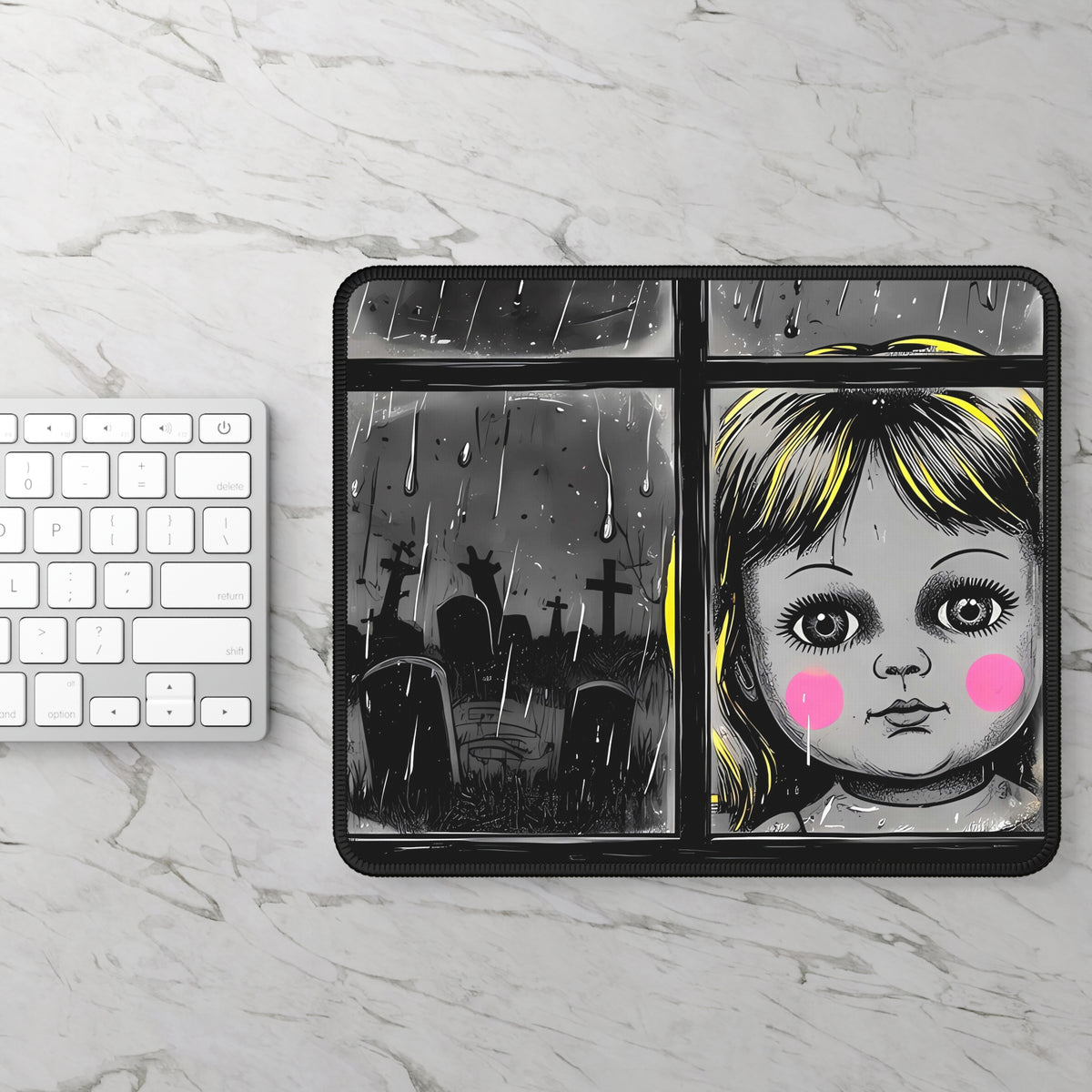 Creepy Doll Graveyard Mouse Pad