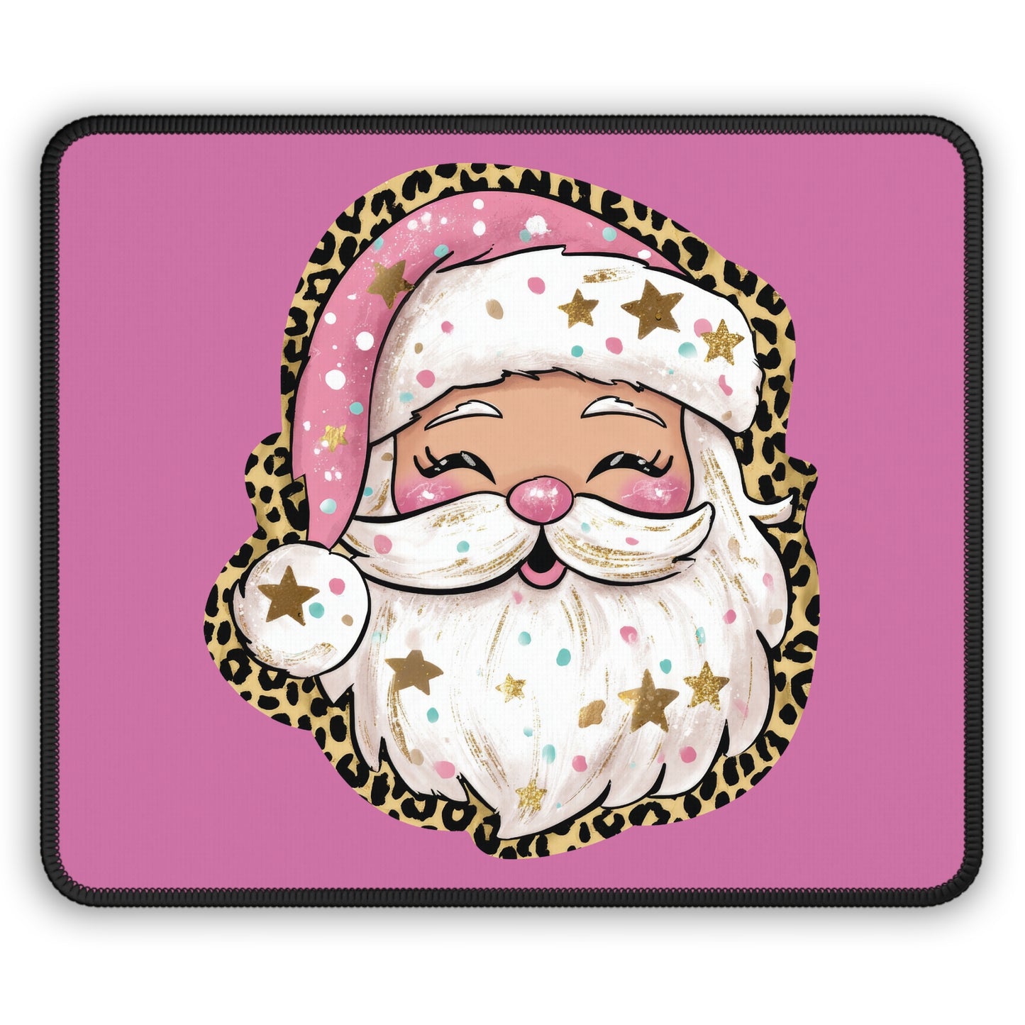 Leopard Santa Smile Mouse Pad