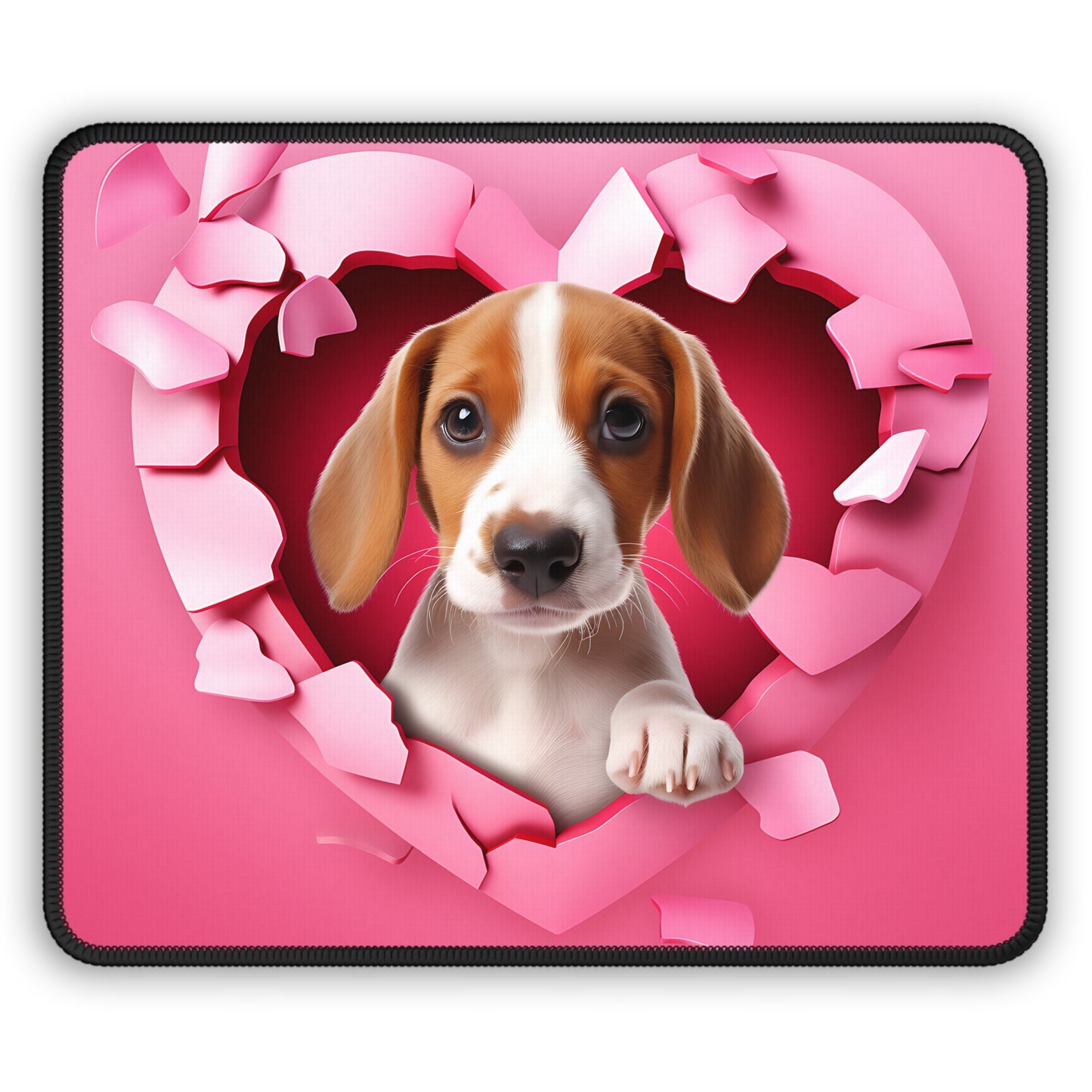 Beagle Puppy Love Heart Mouse Pad