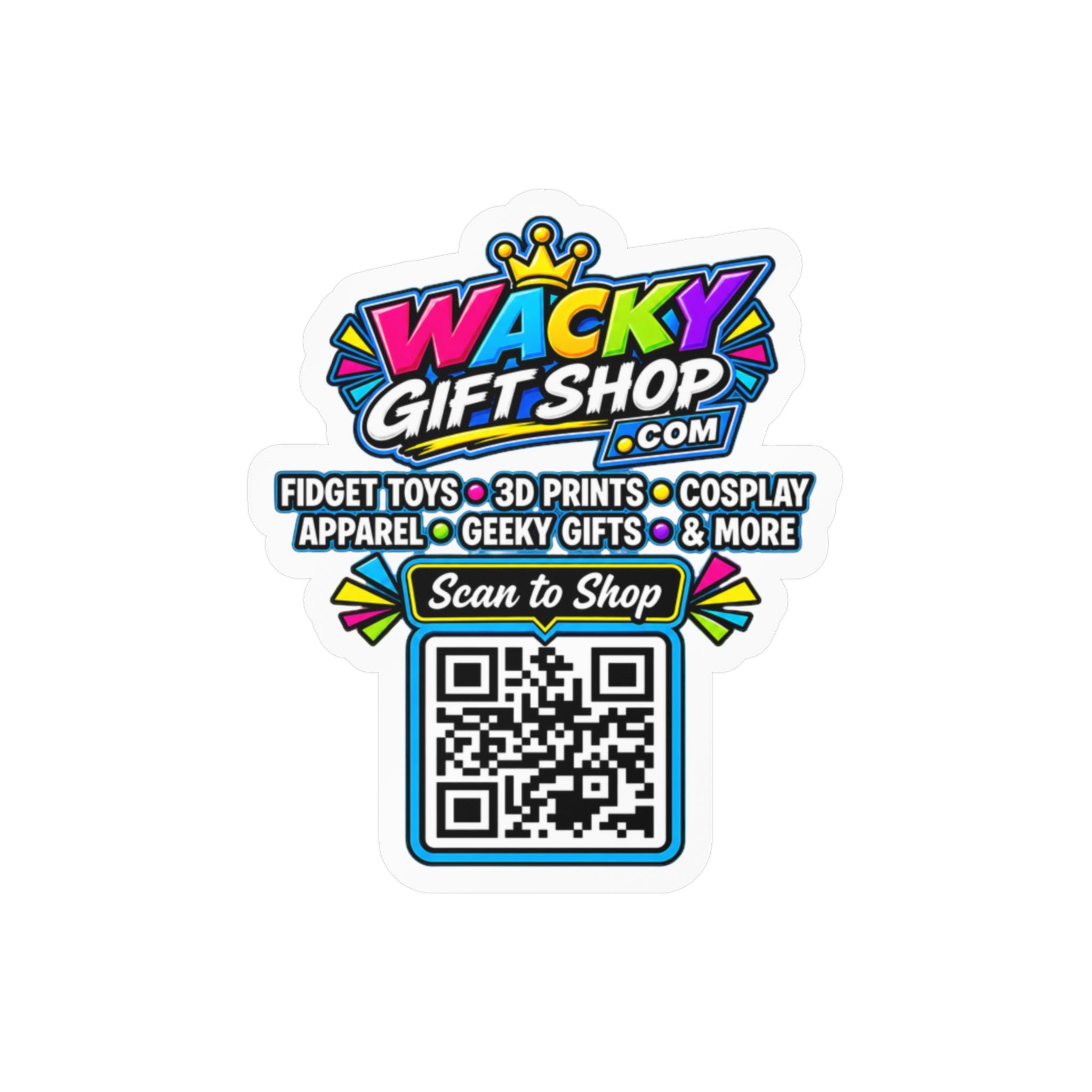 Scan to Shop WackyGiftShop.com QR Code Kiss-Cut Vinyl Sticker