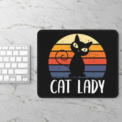 Cat Lady Retro Mouse Pad