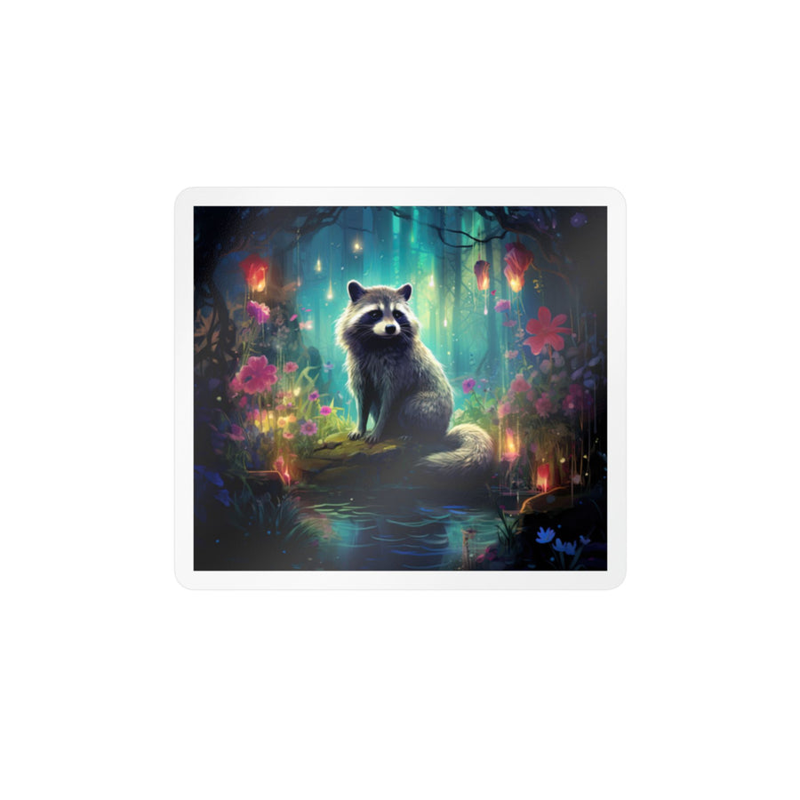 Enchanted Raccoon Forest Kiss-Cut Vinyl Sticker