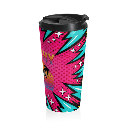 Jimothy Retro Sunset Stainless Steel Travel Mug (15oz)
