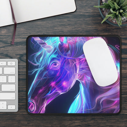 Galactic Unicorn Mouse Pad – 9x7 Neoprene Desk Mat with Neon Fantasy Design
