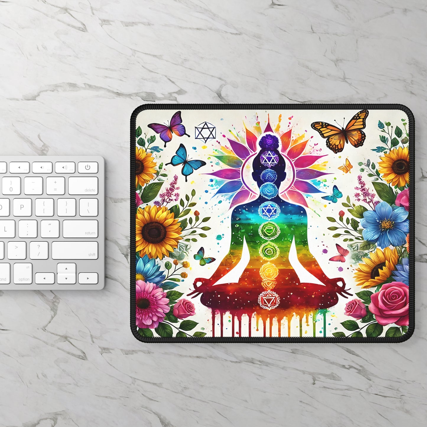 Rainbow Chakra Meditation Mouse Pad