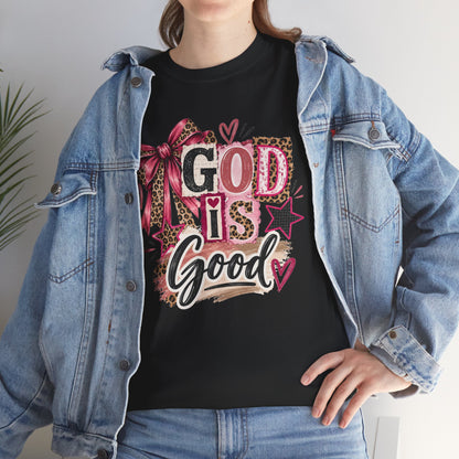 God Is Good Leopard Bow Christian T-Shirt