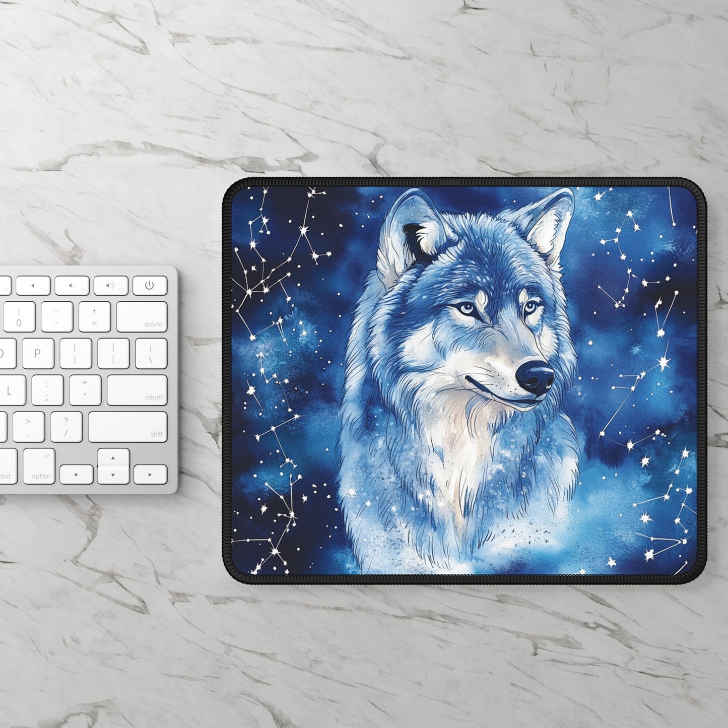 Midnight Constellation Wolf Mouse Pad
