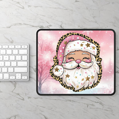 Pink Leopard Santa Mouse Pad
