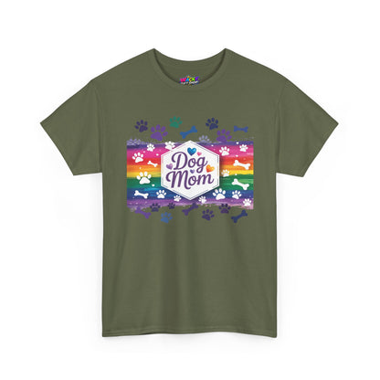 Dog Mom Rainbow Paw Print T-Shirt