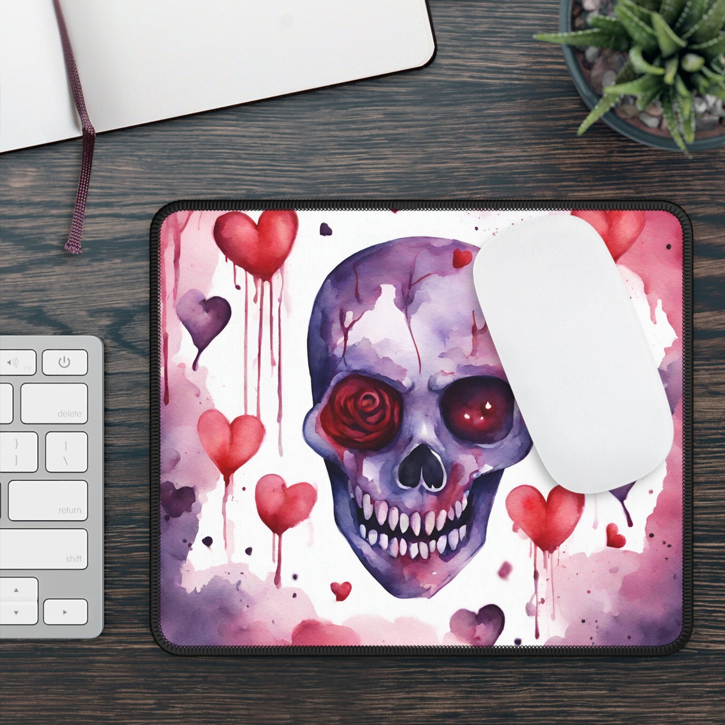 Gothic Skull & Hearts Mouse Pad