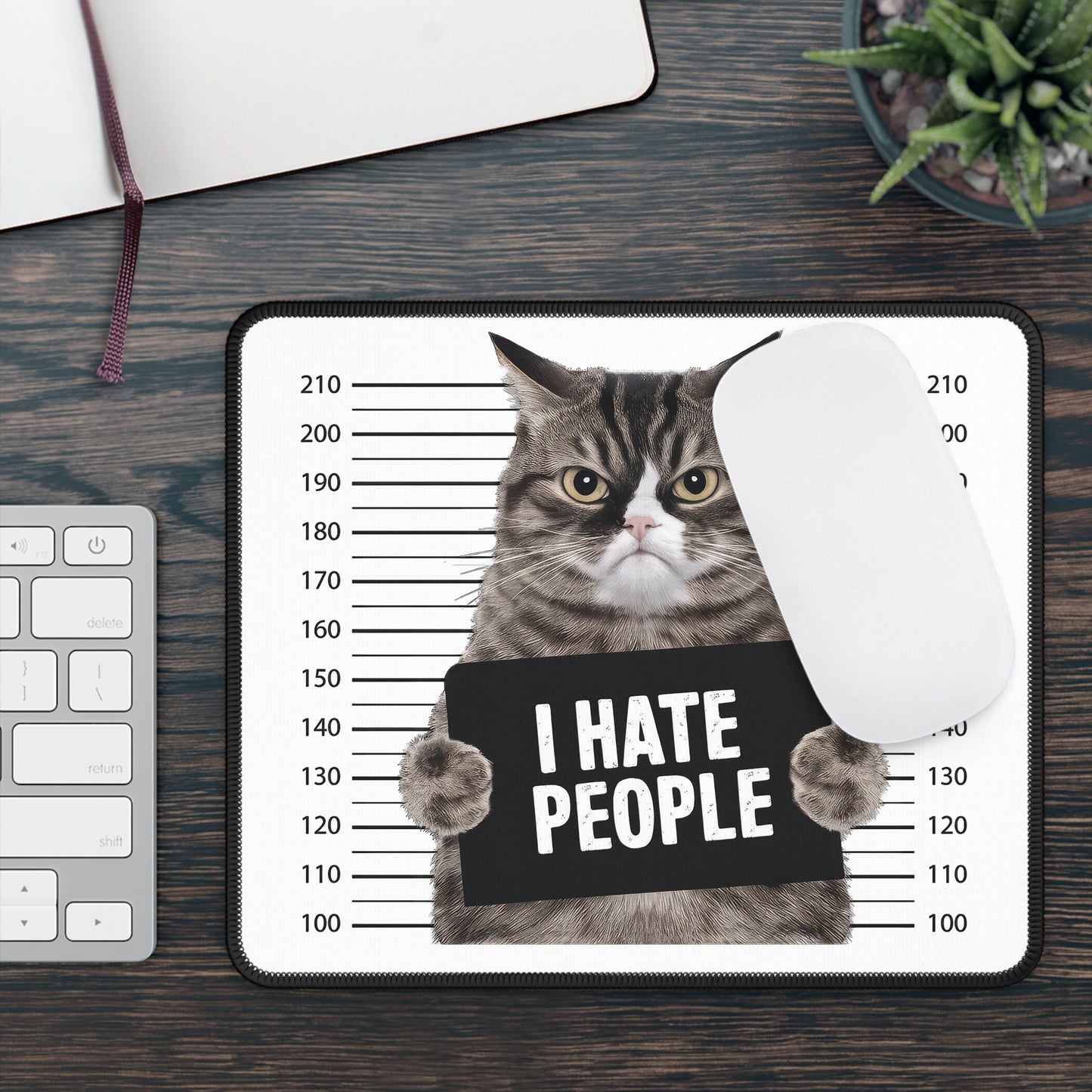 I Hate People Cat Mugshot Mouse Pad