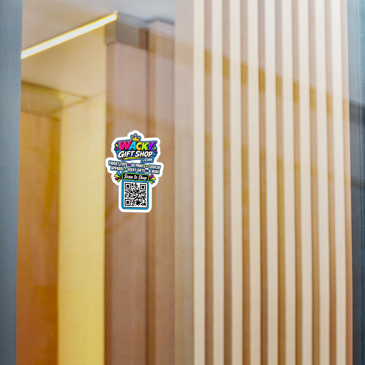 Scan to Shop WackyGiftShop.com QR Code Kiss-Cut Vinyl Sticker