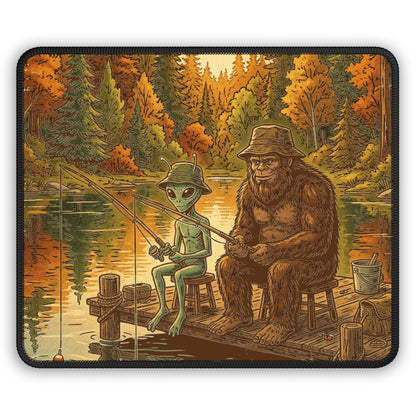 Bigfoot & Alien Fishing Mouse Pad