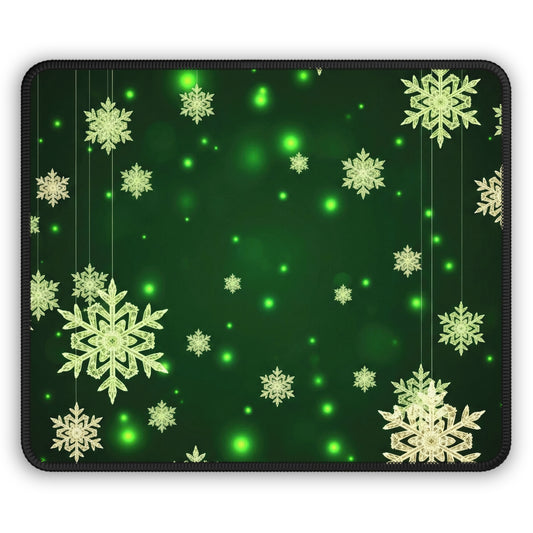 Green Holiday Snowflake Glow Mouse Pad