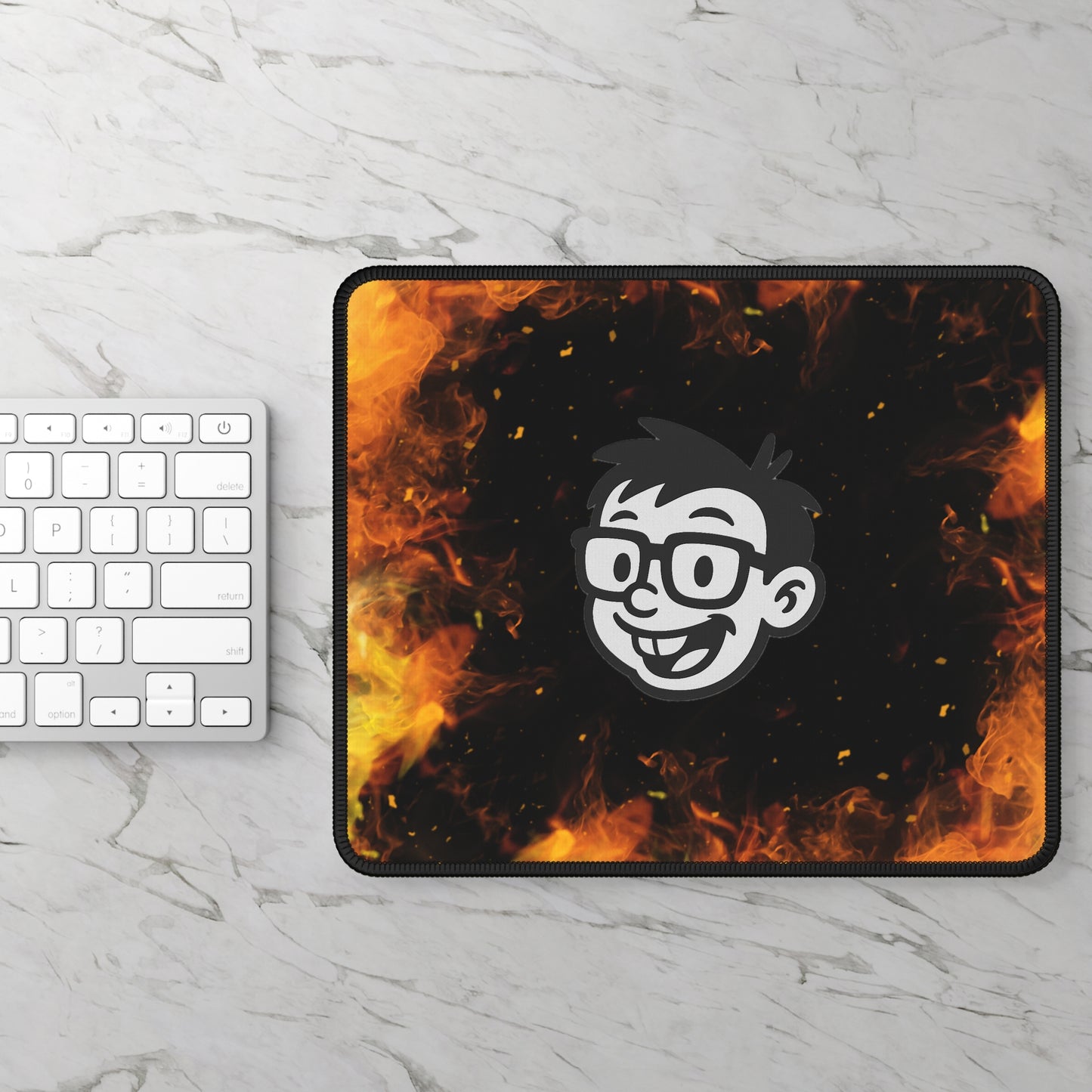 Flame Geek Icon Mouse Pad