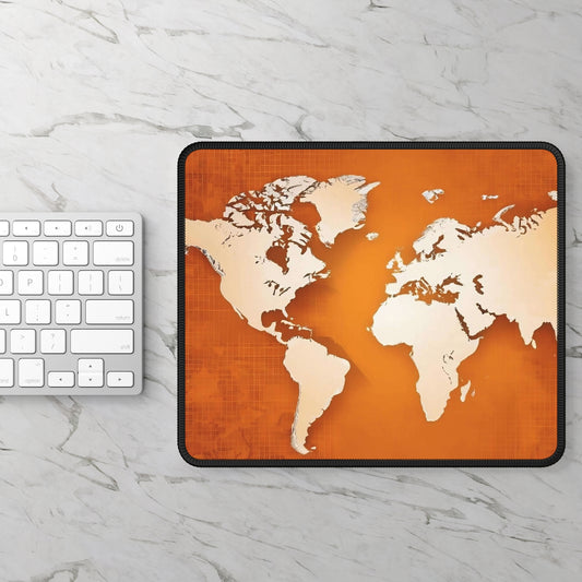 Orange World Map Mouse Pad