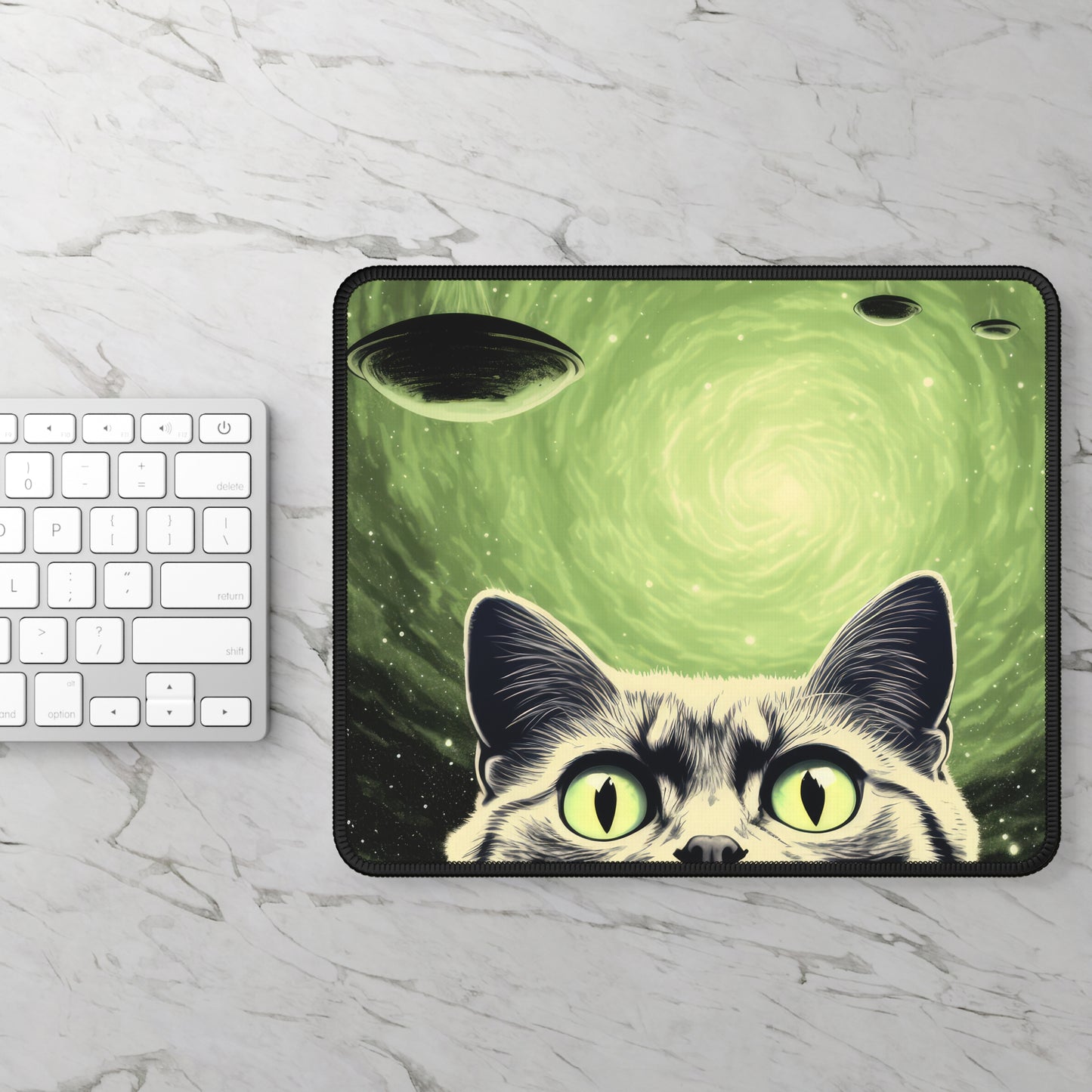 Cosmic UFO Cat Mouse Pad
