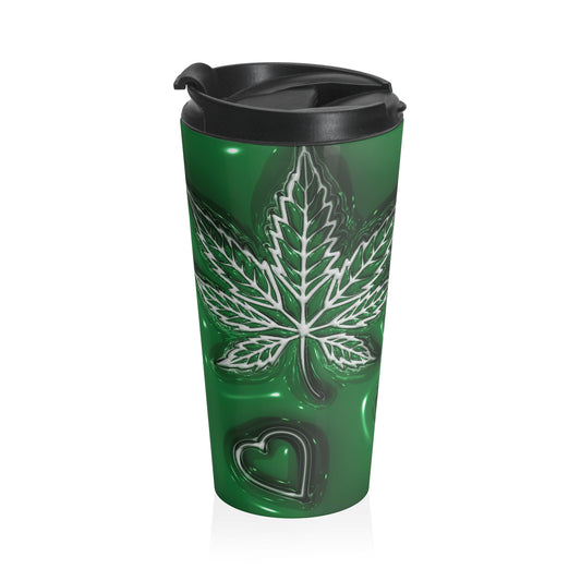 Emerald Leaf Stainless Steel Travel Mug – 15oz