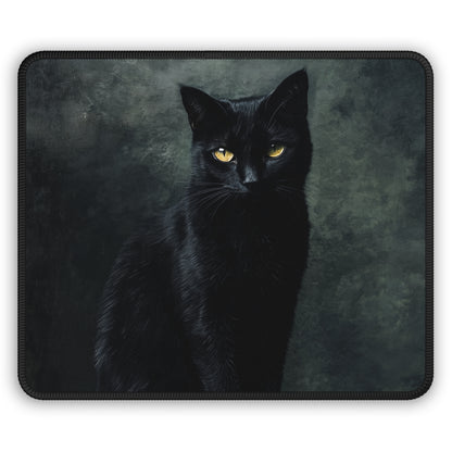 Midnight Black Cat Mouse Pad