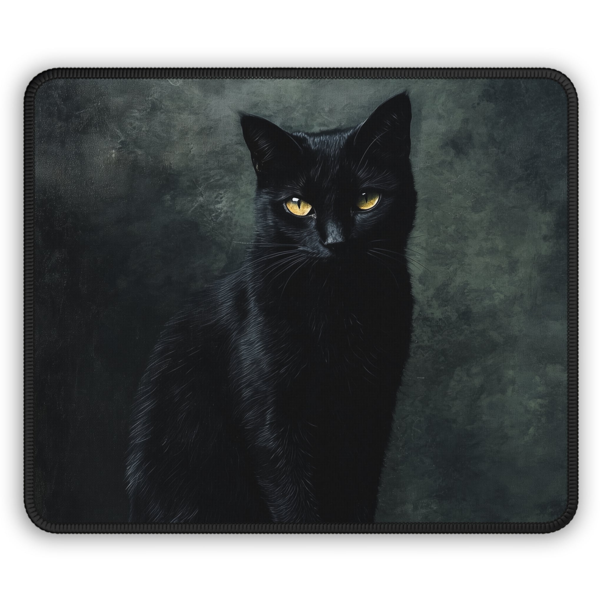 Midnight Black Cat Mouse Pad