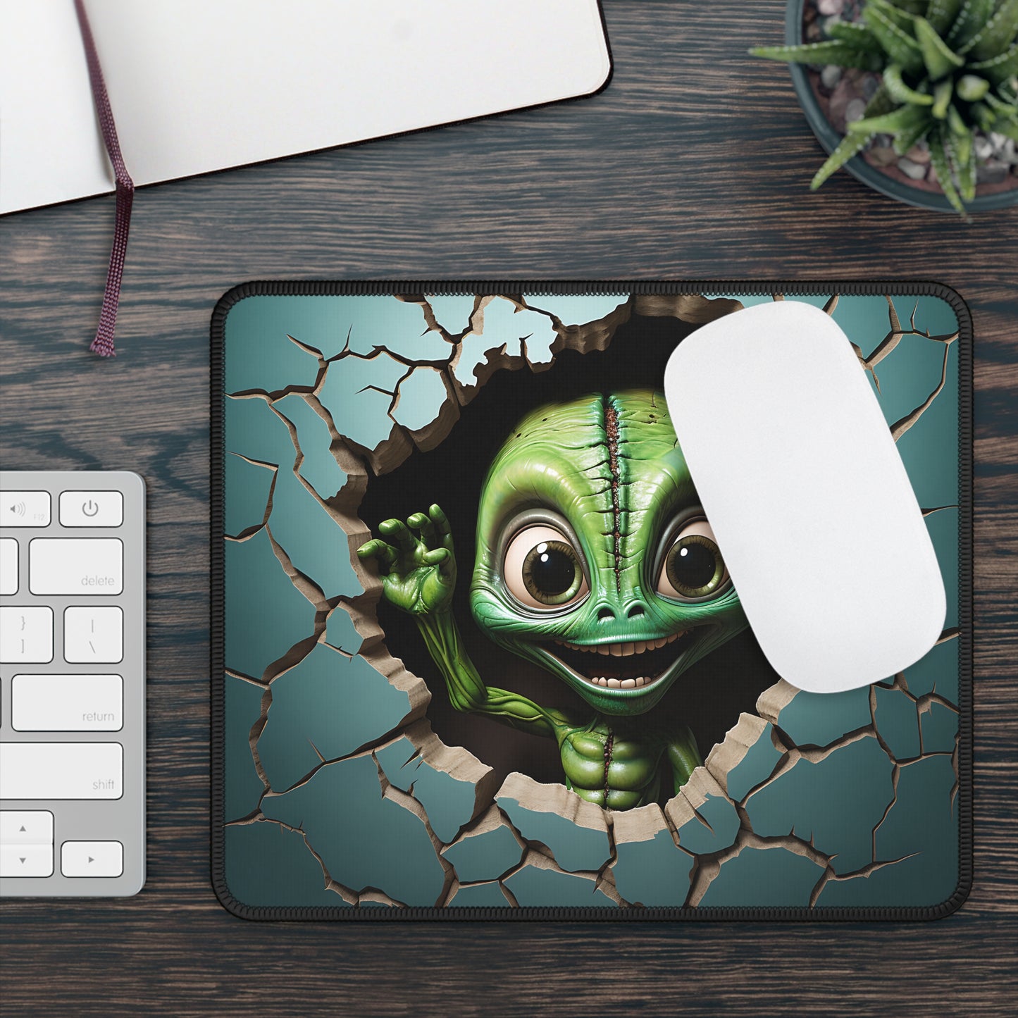Alien Breaking Through the Wall Mouse Pad