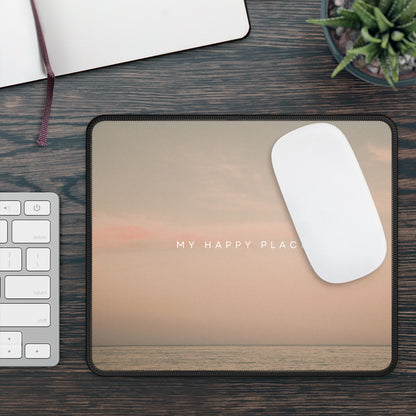 My Happy Place Mouse Pad – 9x7 Neoprene Desk Mat with Calm Ocean Sunset Design