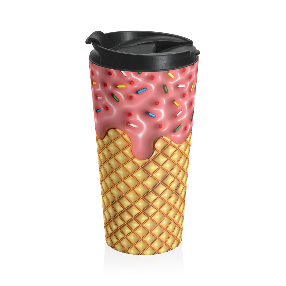Strawberry Sprinkle Cone Stainless Steel Travel Mug