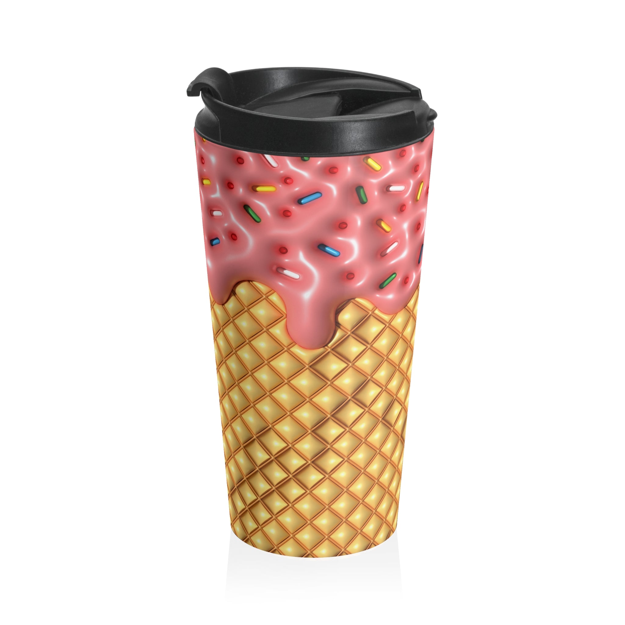 Strawberry Sprinkle Cone Stainless Steel Travel Mug