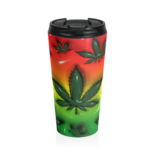 Rasta Leaf Stainless Steel Travel Mug – 15oz