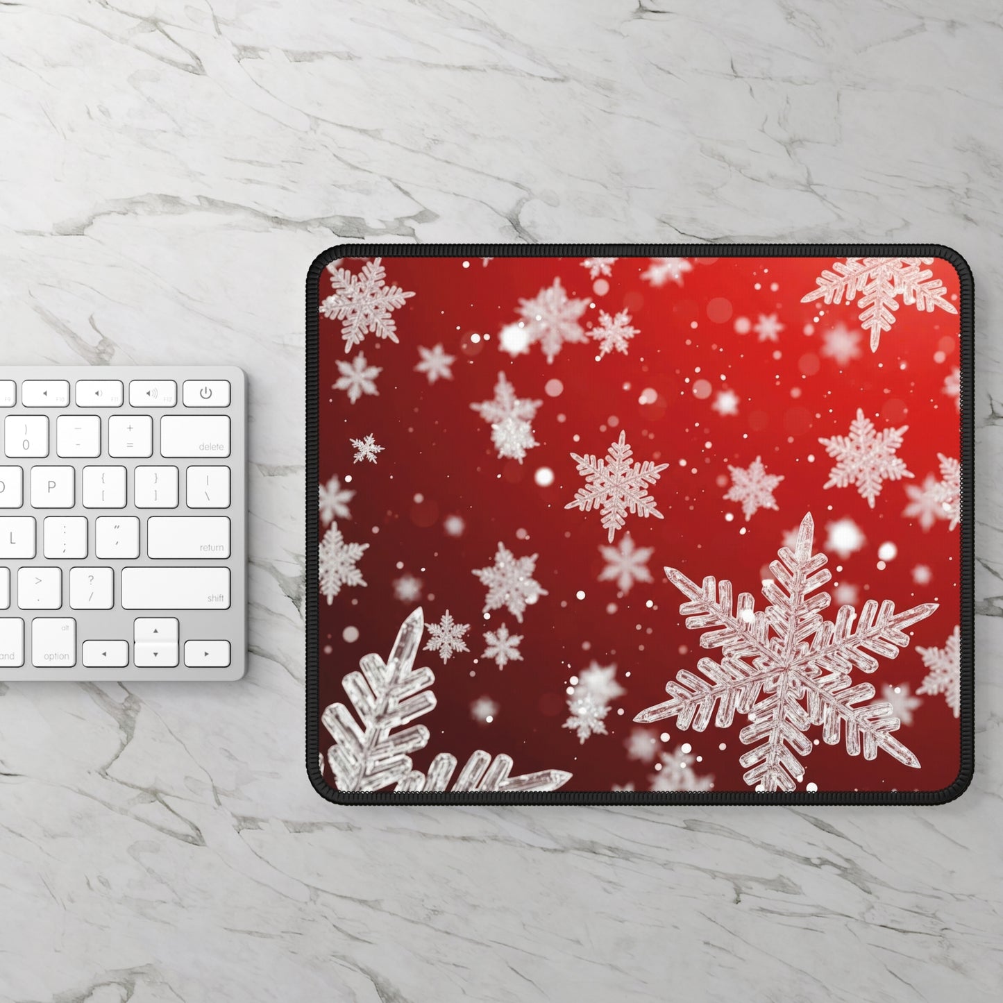 Classic Red Snowflake Christmas Mouse Pad