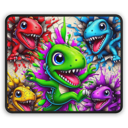 Rainbow Dino Chaos Mouse Pad