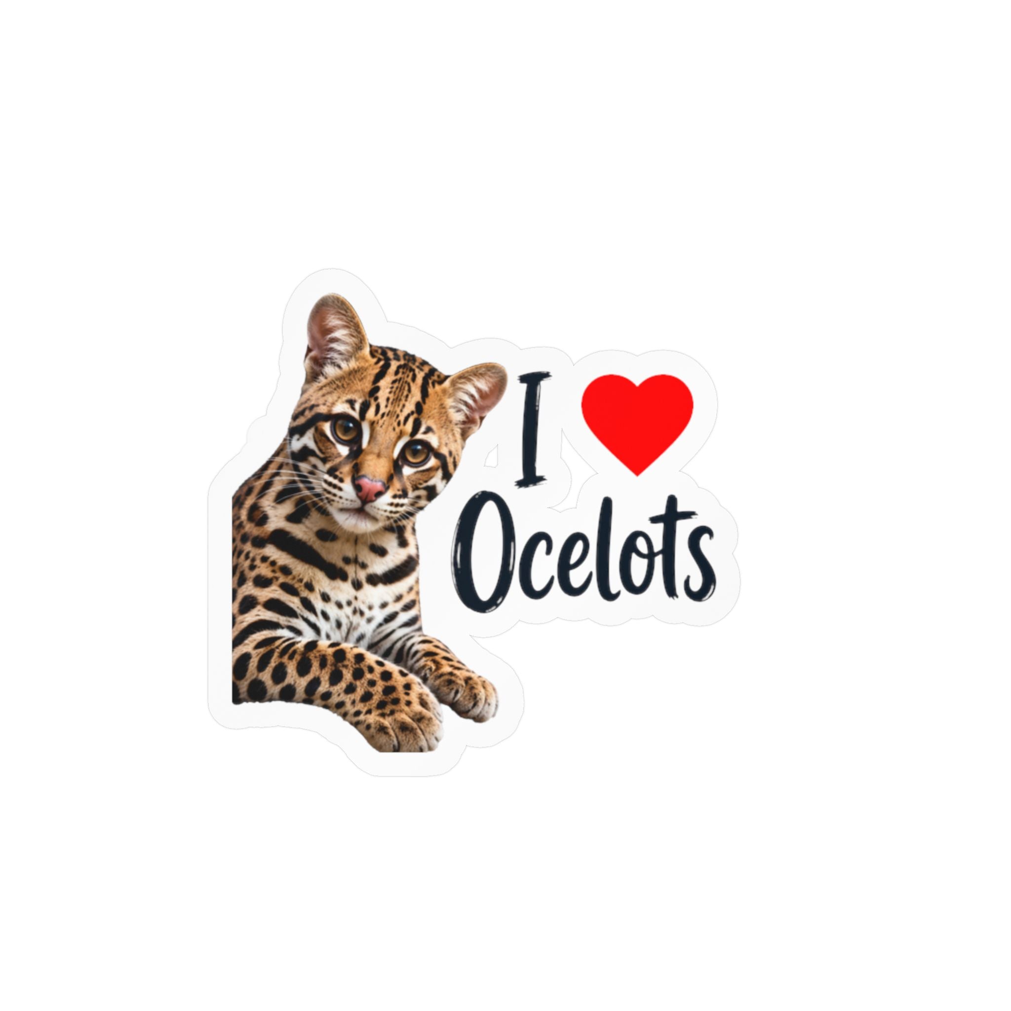 I Love Ocelots Kiss-Cut Vinyl Sticker