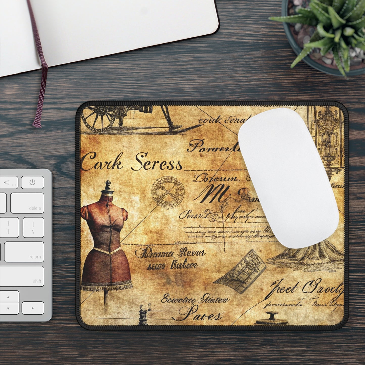 Vintage Dressmaker Blueprint Mouse Pad