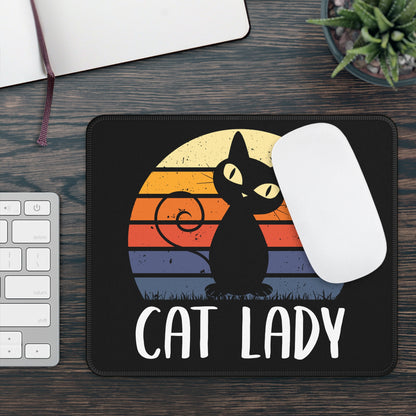 Cat Lady Retro Mouse Pad