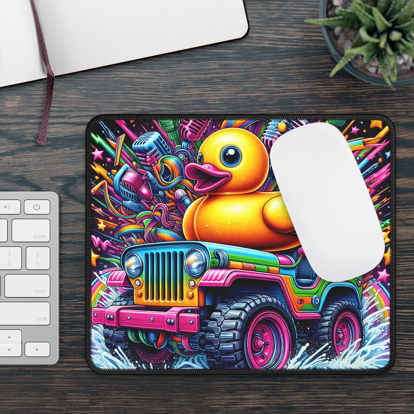 Rainbow Duck Jeep Mouse Pad