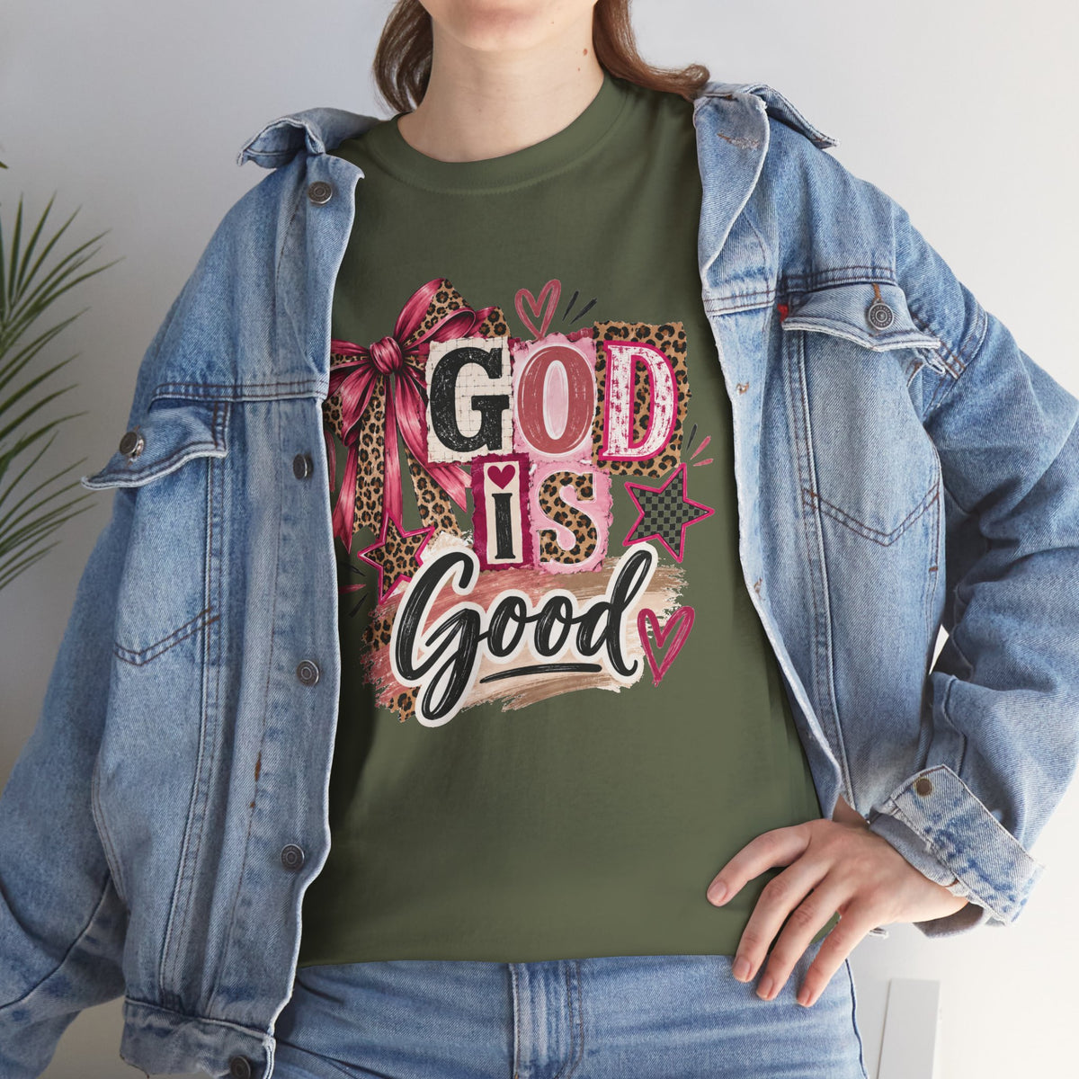 God Is Good Leopard Bow Christian T-Shirt