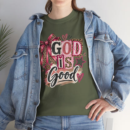 God Is Good Leopard Bow Christian T-Shirt