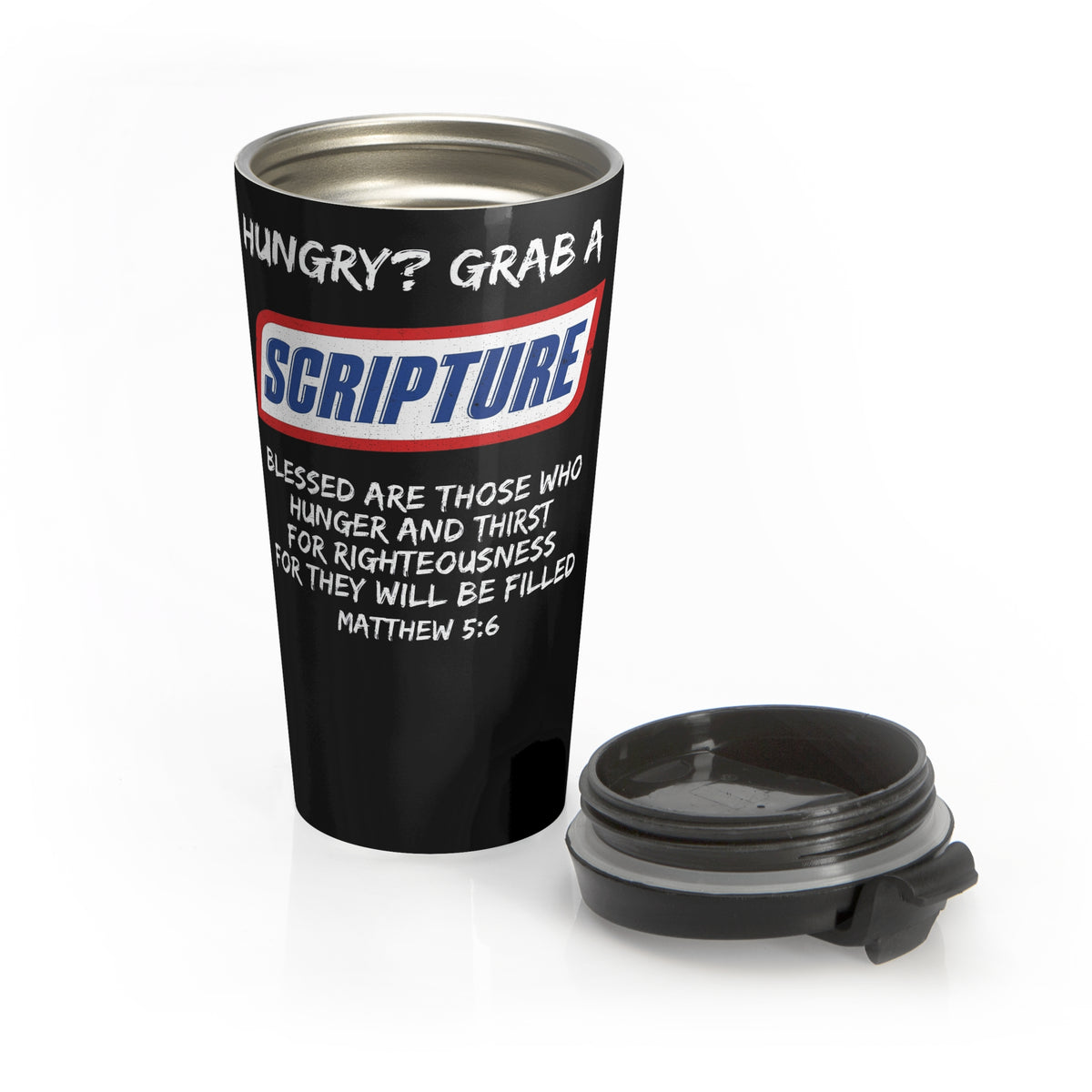 Hungry? Grab a Scripture Stainless Steel Travel Mug