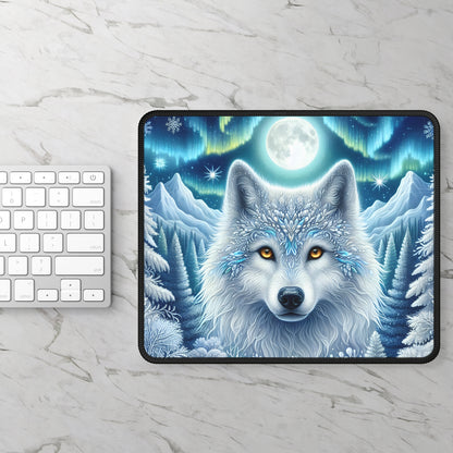 Arctic Moon Wolf Mouse Pad