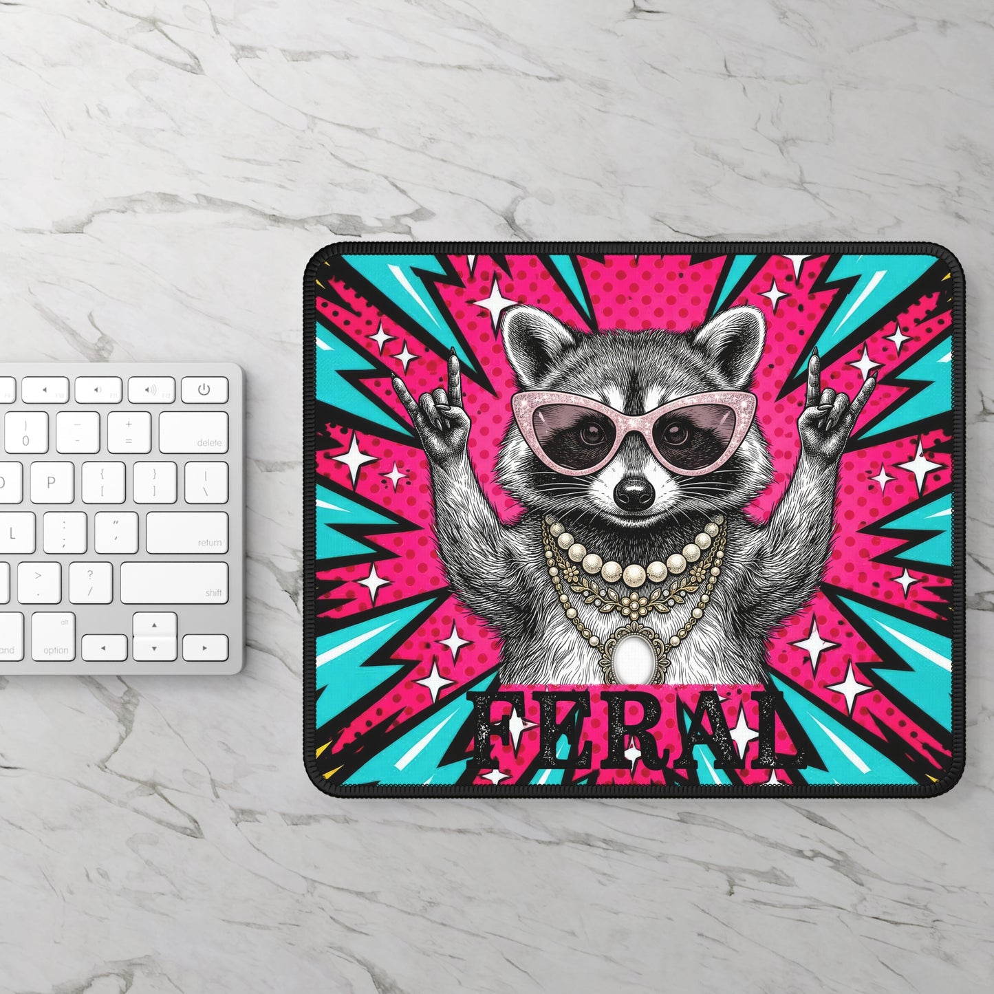 Feral Raccoon Pop Art Mouse Pad